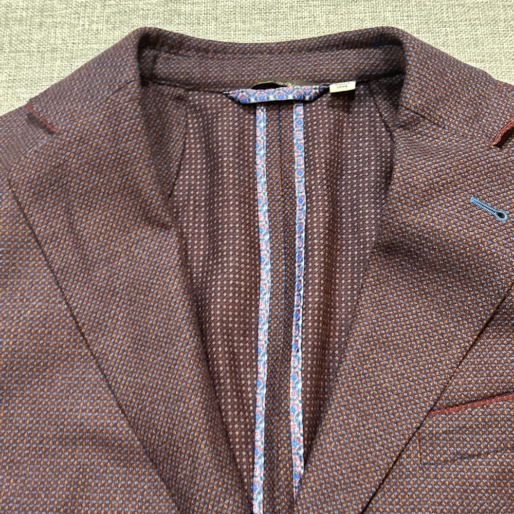 Robert Graham Blazer 44 Burgundy Wool Tweed Birdseye Sport Coat Tailored Fit - Picture 6 of 13